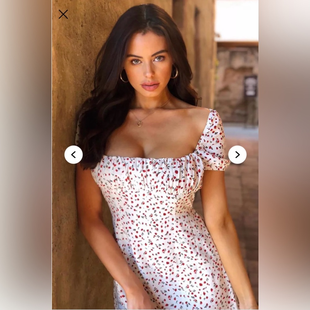 Fashion Nova White Puff Sleeve Mini Sundress - Picture 2 of 8